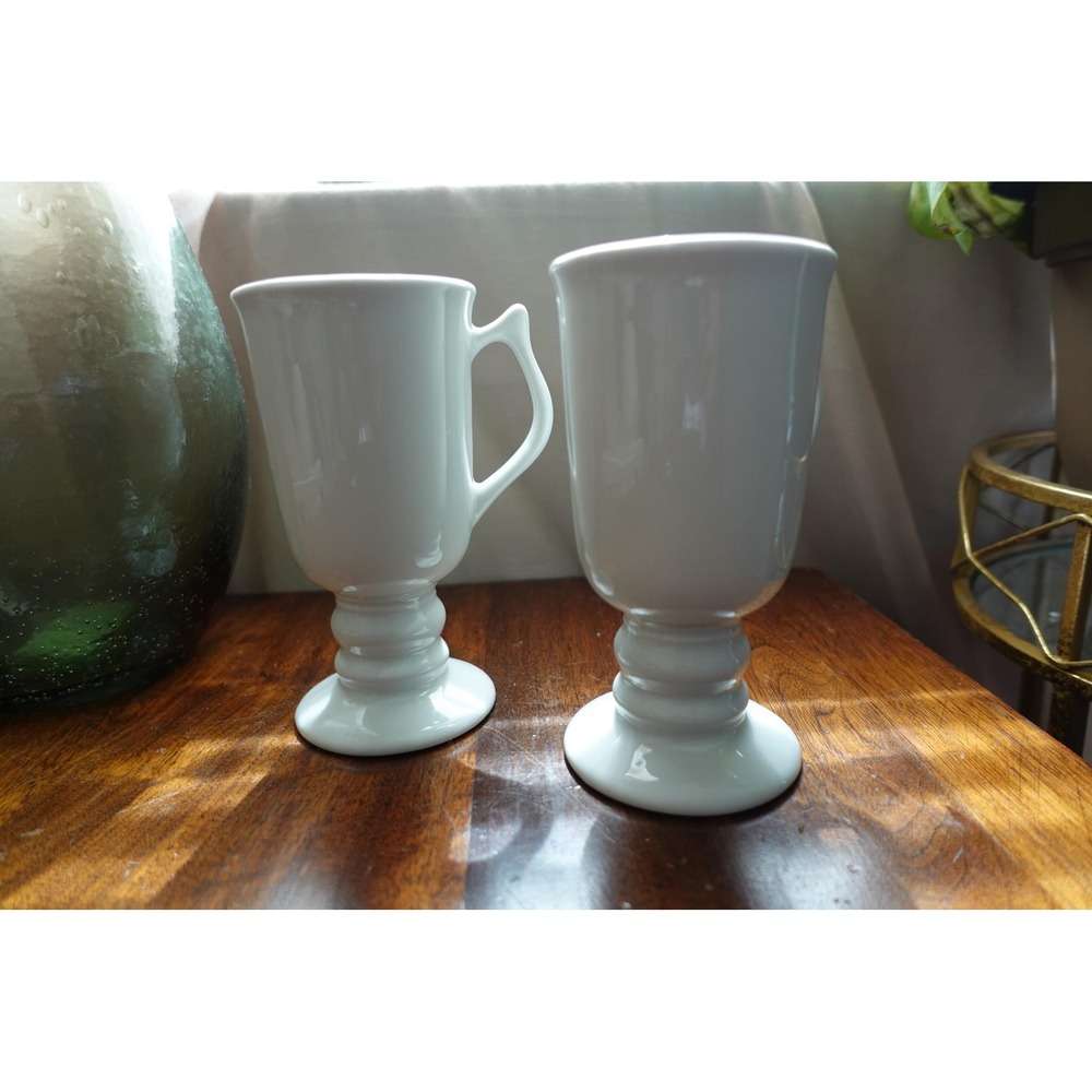 Vintage white pottery Carbone Irish coffee mugs set of 2